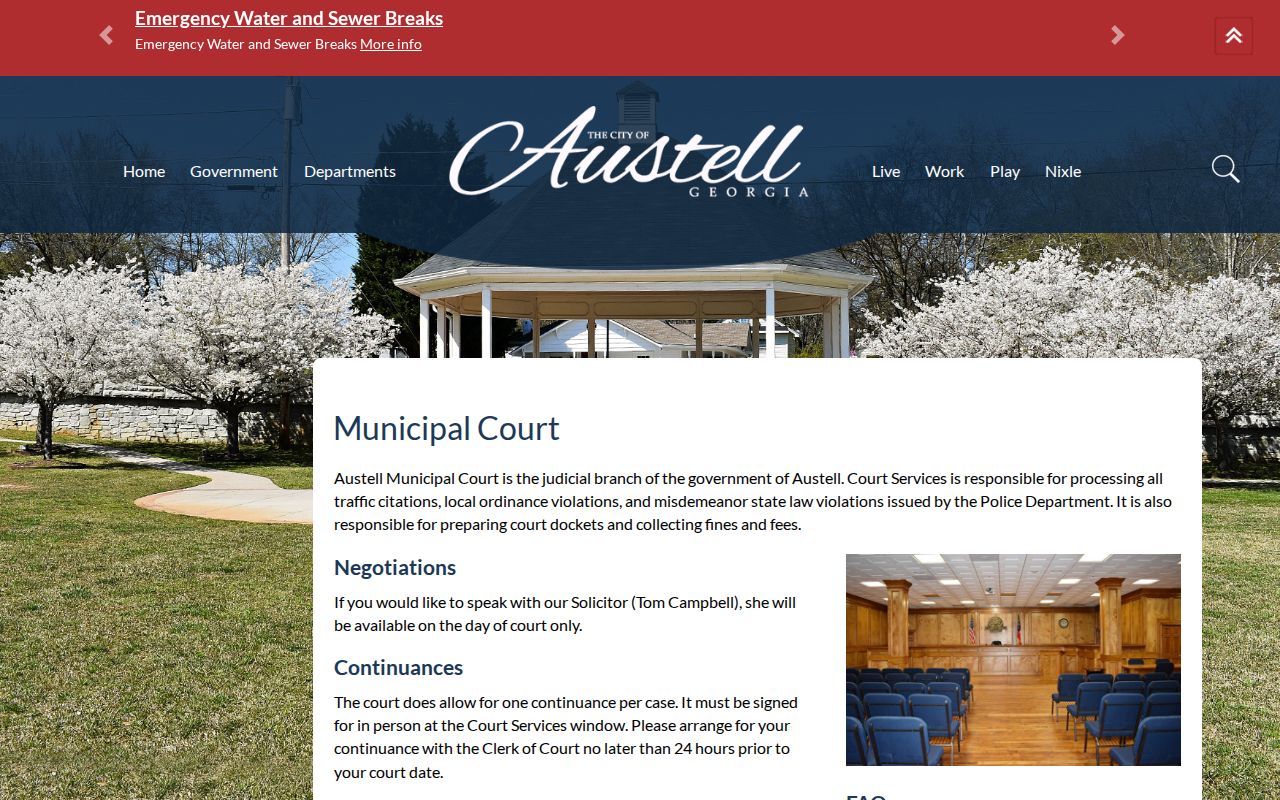 Austell Municipal Court information for the Austell court docket