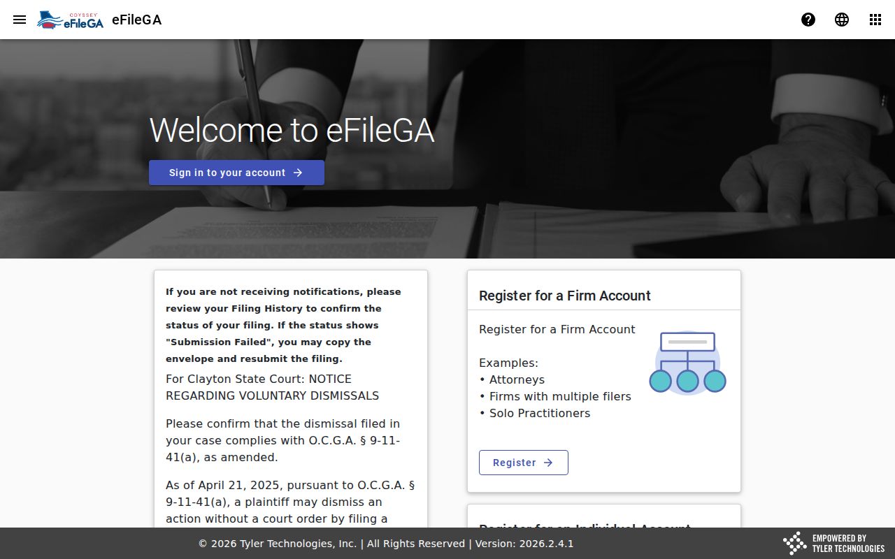 Douglas County civil dockets, Tyler Odyssey e-file service