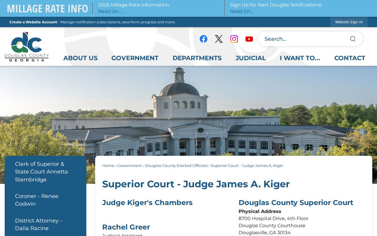 Douglas County court calendar, Judge Kiger ready list and Webex page
