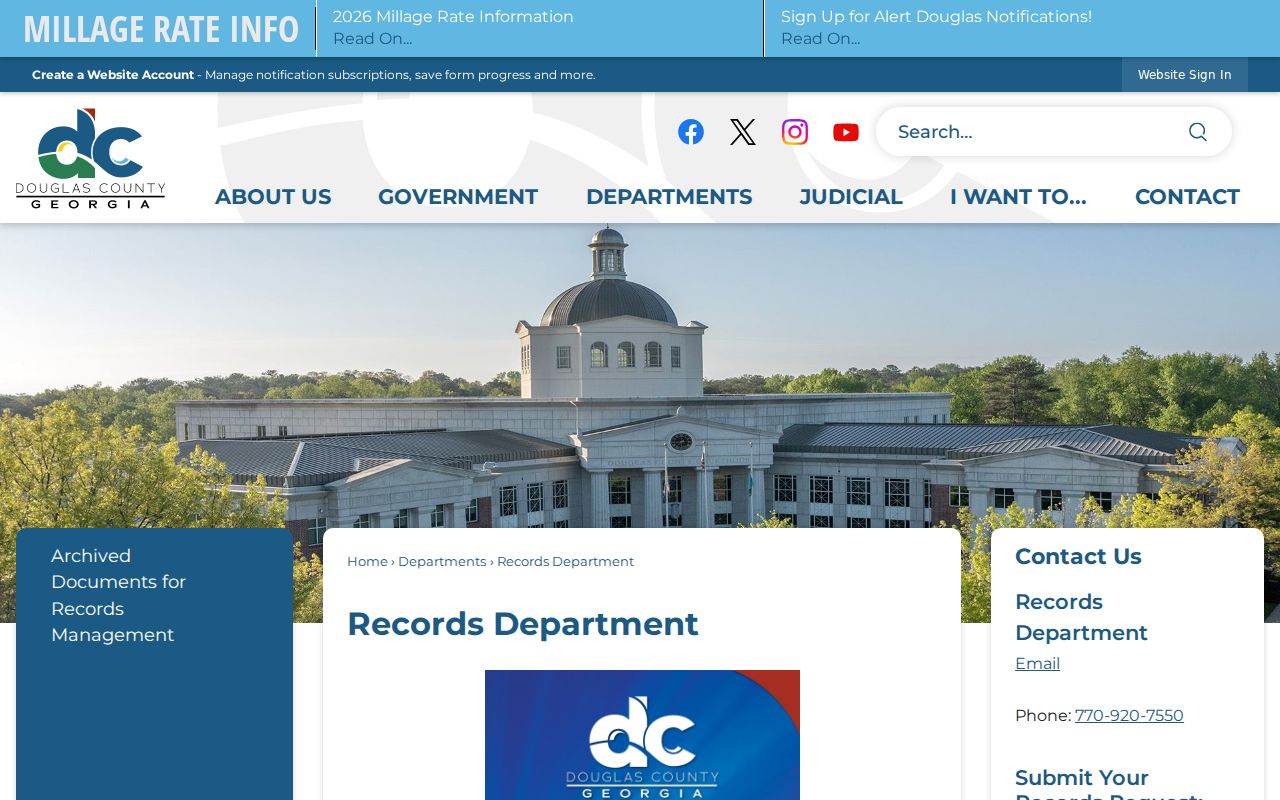 Douglas County court records Records Department routing