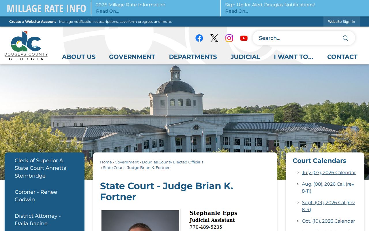 Douglas County criminal dockets, State Court Judge Fortner calendar page