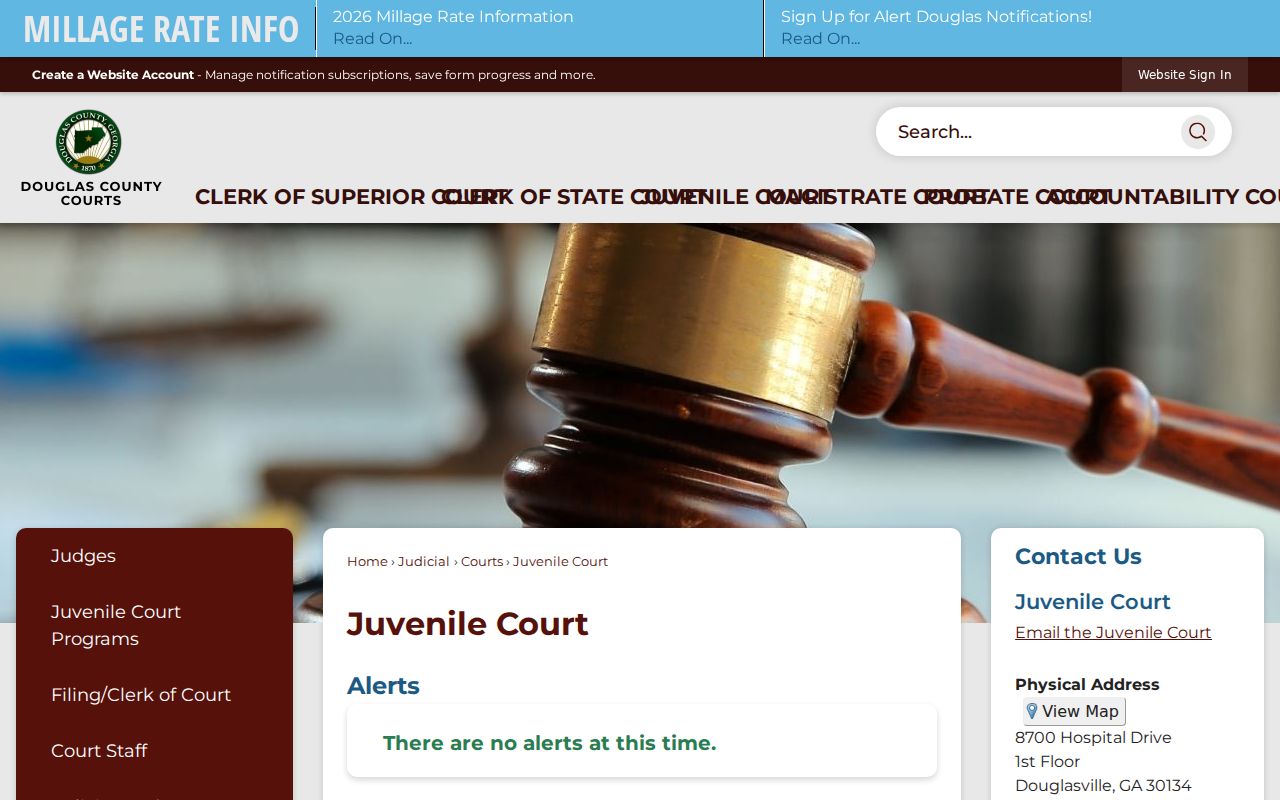 Douglas County criminal dockets, Juvenile Court jurisdiction page