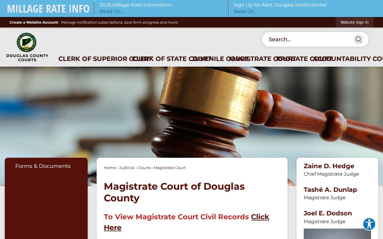 Douglas County criminal dockets, Magistrate Court bond and preliminary hearing page