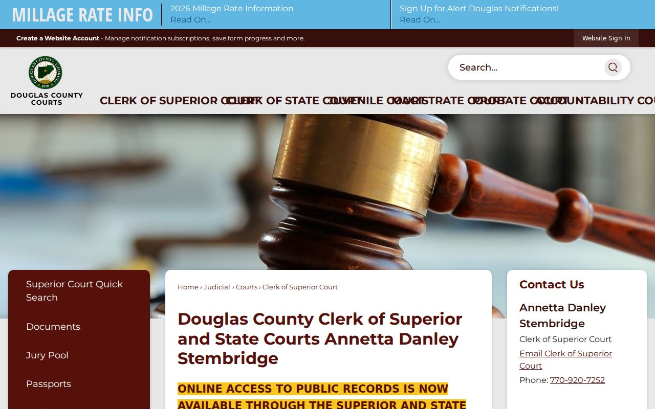 Douglas County court docket records clerk and public search information