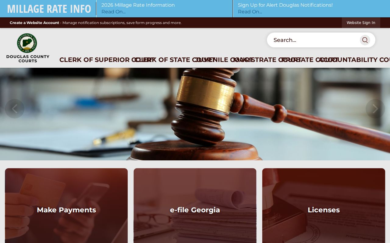 Douglas County court docket search and court calendar landing page
