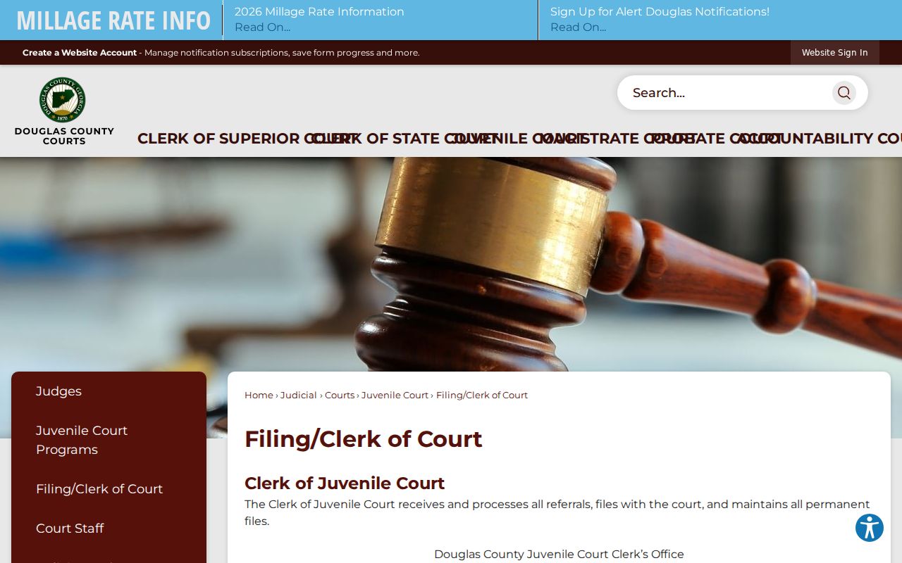 Douglas County court docket juvenile filing clerk records route