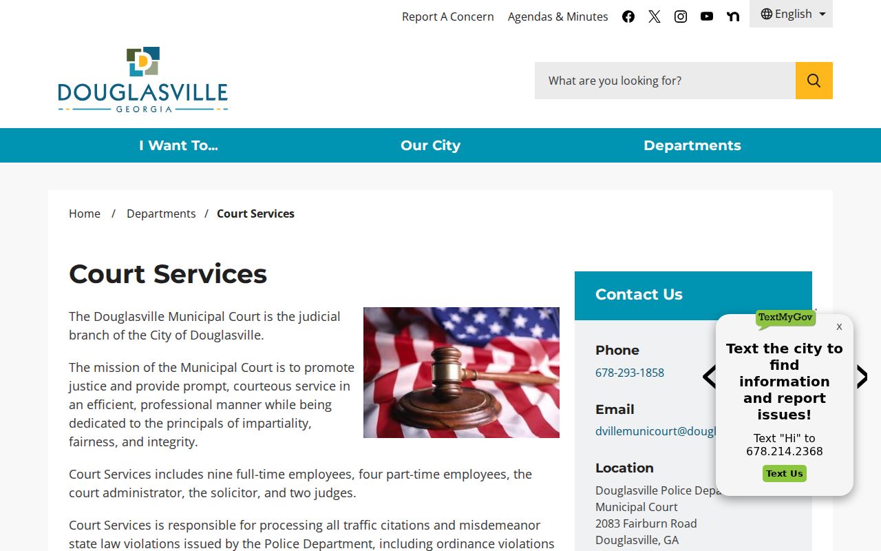 Douglasville Municipal Court information for the Douglasville court docket